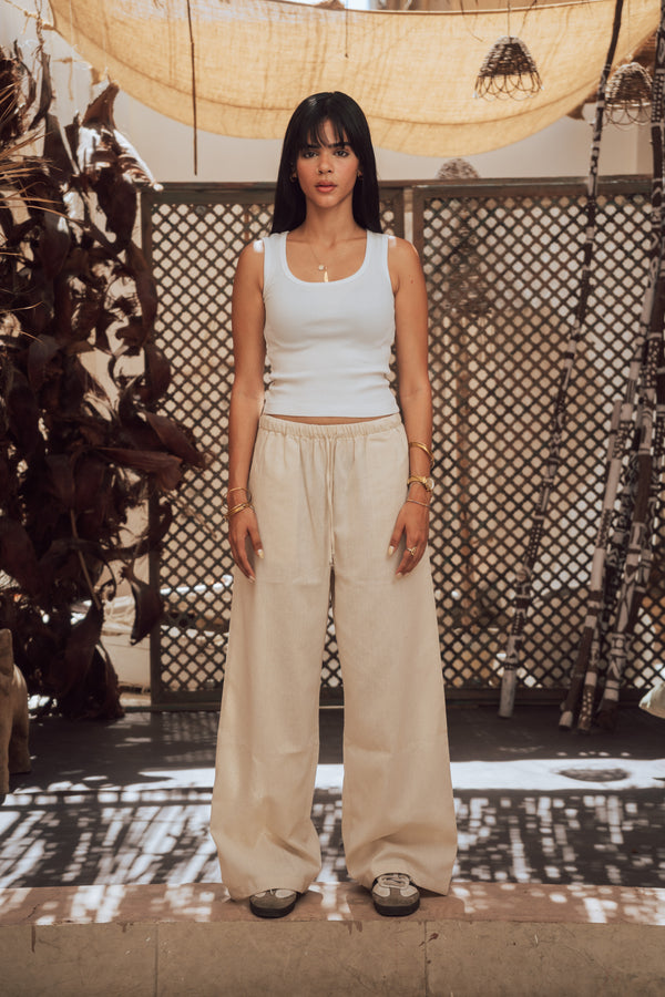 Beige Linen Pants