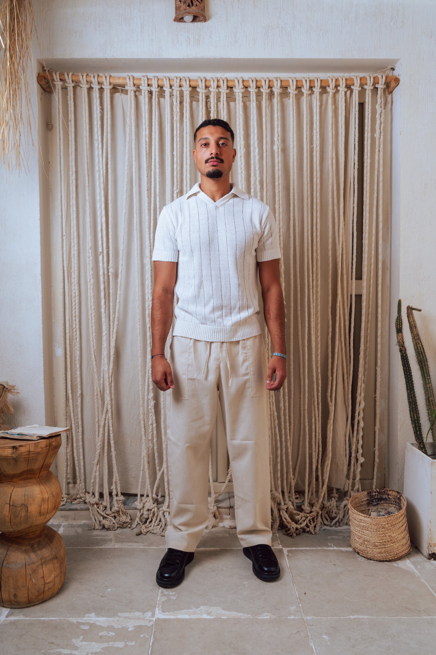 Men’s beige linen pants