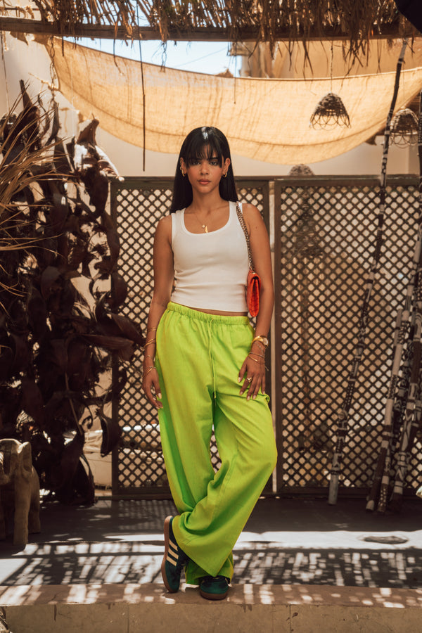 Green Linen Pants